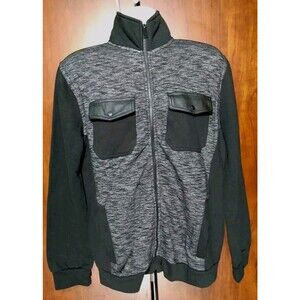 truth substance common sense Men Grey Black Colorblock Full Zip Sweater‎ Size M
